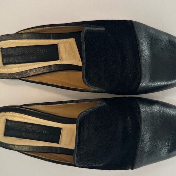 rag & bone Sabine Mule EU 38 Slides Flats Black Leather & Suede - Picture 7 of 9